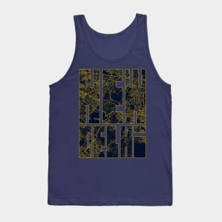 New Delhi, India City Map Typography - Gold Art Deco Tank Top